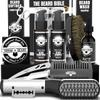 Beard Straightener Grooming Kit for Men, Beard Growth Kit, Wash, Brush & Comb, Unscented Growth Oil, All Natural Sandalwood Balm, Conditioner, Razor & Scissors, Great Gift Idea for Men's (Black) view 1