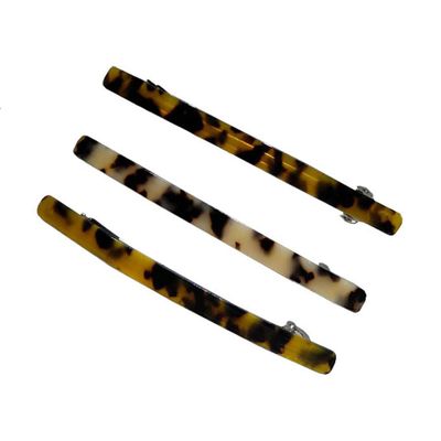 3 Pcs Women Lady French Styles Hair Clip Elegant Automatic Hair Clip Long and Thin Handmade Celluloid Onyx Hair Clip Barrette Hair Accessories