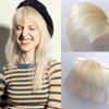 3D Light Fringe Human Hair 613# Blonde Straight Bangs Clip in Forehead Topper no Temple view 1