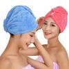 Abcsea 2 pieces quick drying hair towel caps, quick microfiber drying hair turban, Super Absorbent Hair Towel, quick dry turban hair towel, hair dry cap, Blue and red view 1