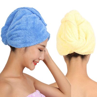 Abcsea 2 pieces quick drying hair towel caps, quick microfiber drying hair turban, Super Absorbent Hair Towel, quick dry turban hair towel, hair dry cap, Blue and yellow