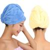 Abcsea 2 pieces quick drying hair towel caps, quick microfiber drying hair turban, Super Absorbent Hair Towel, quick dry turban hair towel, hair dry cap, Blue and yellow view 1