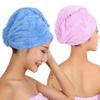 Abcsea 2 pieces quick drying hair towel caps, quick microfiber drying hair turban, Super Absorbent Hair Towel, quick dry turban hair towel, hair dry cap, Blue and purple view 1