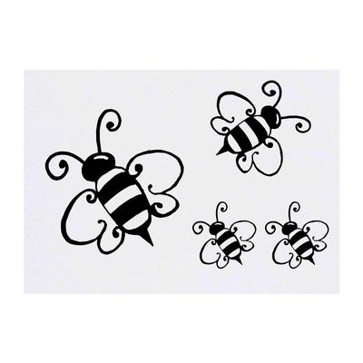 Azeeda 4 x 'Bumble Bee' Temporary Tattoos - Water Resistant, Skin-Safe, Non-Toxic Transfers, Mixed Sizes (TO00006456)