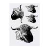 Azeeda 4 x 'Highland Cattle' Temporary Tattoos - Water Resistant, Skin-Safe, Non-Toxic Transfers, Mixed Sizes (TO00007281) view 1