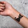 Azeeda 4 x 'Black Cat' Temporary Tattoos - Whiskered Feline Outline In Sitting Pose - Water Resistant, Skin-Safe, Non-Toxic Transfers, Mixed Sizes (TO00009462) view 2