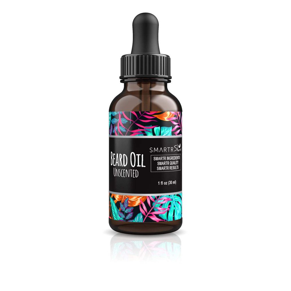 SmartrSkin Beard Growth Oil for Beard Grooming, Softening, Hair Growth - Contains Hair Vitamin E, Virgin Argan, Jojoba, Apricot, Avocado Oil - Beard Straightener for men 30ml (Unscented)
