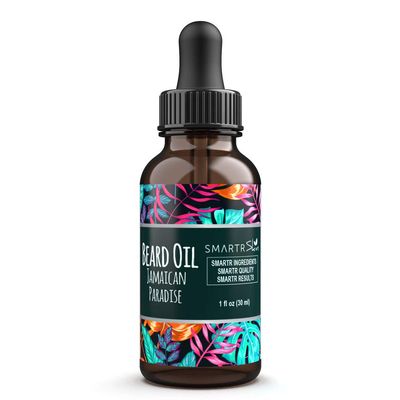 SmartrSkin Beard Growth Oil for Beard Grooming, Softening, Hair Growth - Contains Hair Vitamin E, Virgin Argan, Jojoba, Apricot, Avocado Oil - Beard Straightener for men 30ml (Jamaican Paradise)