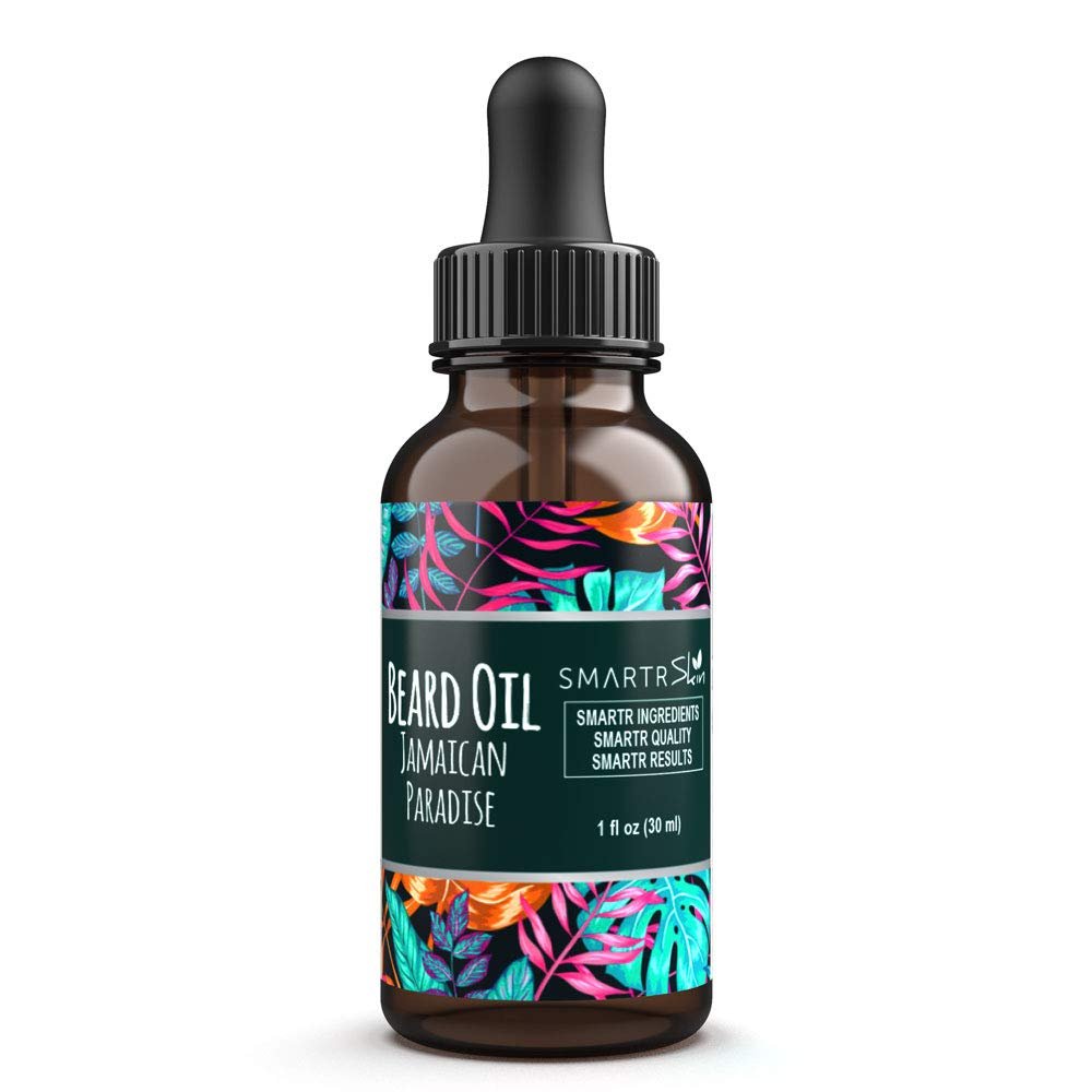 SmartrSkin Beard Growth Oil for Beard Grooming, Softening, Hair Growth - Contains Hair Vitamin E, Virgin Argan, Jojoba, Apricot, Avocado Oil - Beard Straightener for men 30ml (Jamaican Paradise)