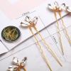 10 Pieces Crystal Wedding Hair Pins Rhinestone Bridal Hair Clips Pins for Bride Bridesmaids Women (Gold) view 2