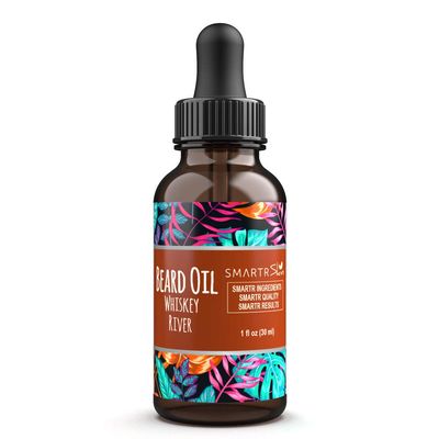 SmartrSkin Beard Growth Oil for Beard Grooming, Softening, Hair Growth - Contains Hair Vitamin E, Virgin Argan, Jojoba, Apricot, Avocado Oil - Beard Straightener for men 30ml (Whiskey River)