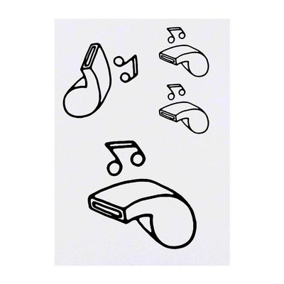 Azeeda 4 x 'Sports Whistle' Temporary Tattoos - Water Resistant, Skin-Safe, Non-Toxic Transfers, Mixed Sizes (TO00010814)
