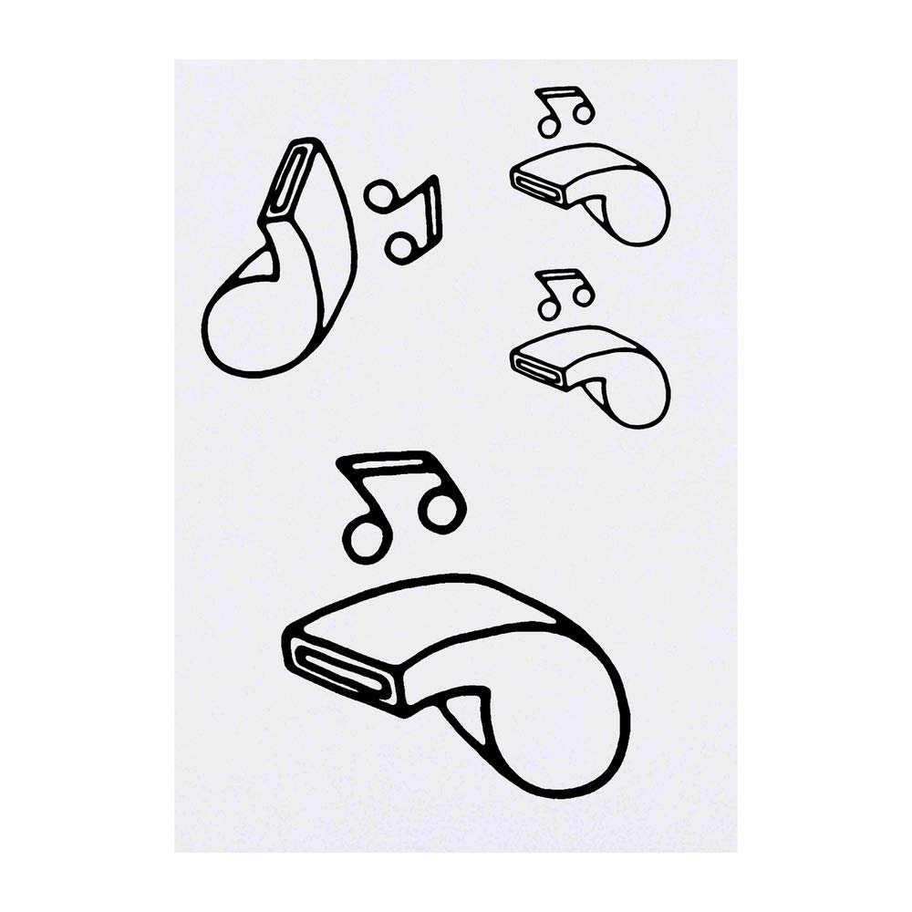 Azeeda 4 x 'Sports Whistle' Temporary Tattoos - Water Resistant, Skin-Safe, Non-Toxic Transfers, Mixed Sizes (TO00010814)