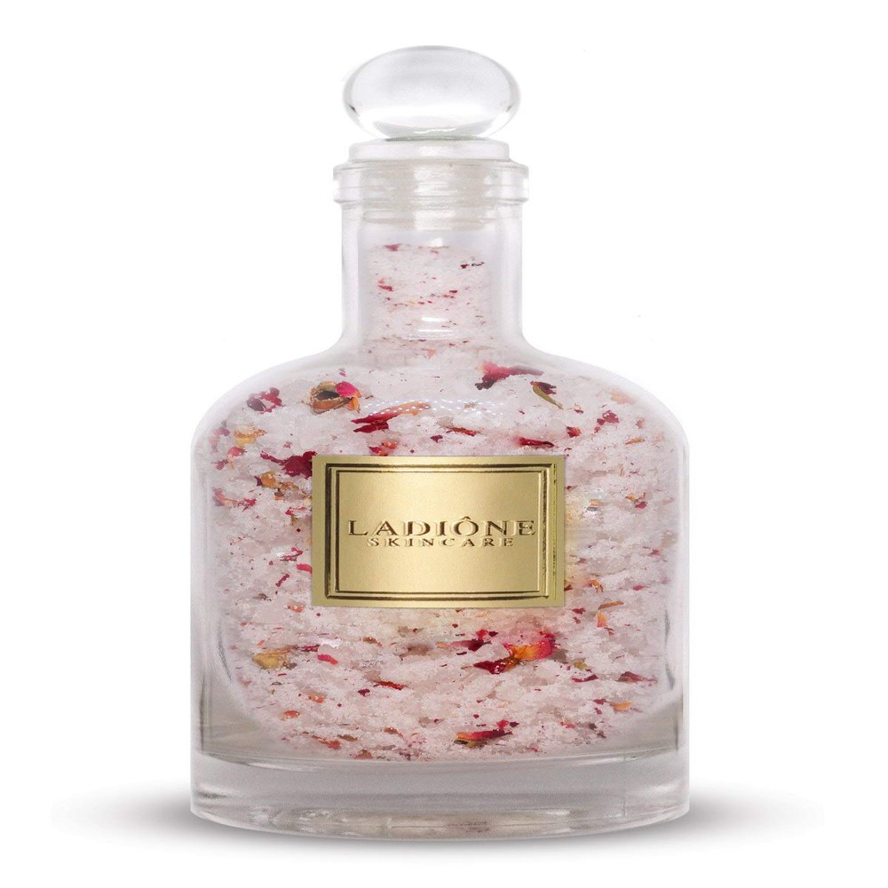 Fresh Cut Rose Bath Salt 14 oz (USDA Organic + Natural Ingredients) - LADIONE SKINCARE