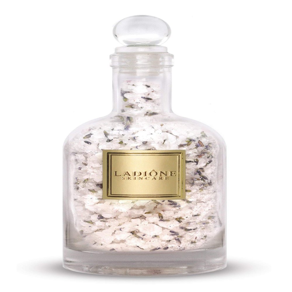 French Lavender Bath Salt 14 oz (USDA Organic + Natural Ingredients) - LADIONE SKINCARE