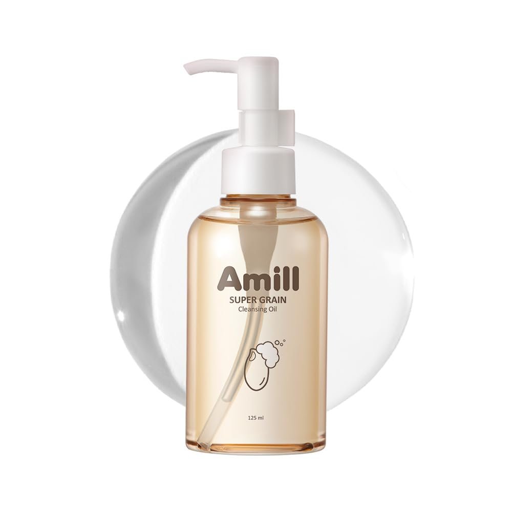 Amill Super Grain Cleansing Oil (125ml/4.23fl.oz) - Gentle Daily Oil Cleanser with 6 Grain Extracts for Hydrating & Nourishing Skin