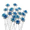 20 PCS Bridal Wedding Rhinestone Rose Flower U-shaped Hair Pins Crystal Rose Flower Hair Clips for Women Hair Jewelry Accessories (Sky Blue) view 4