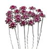 20 PCS Bridal Wedding Rhinestone Rose Flower U-shaped Hair Pins Crystal Rose Flower Hair Clips for Women Hair Jewelry Accessories (Pink) view 1