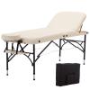 Artechworks 28" Width 3 Folding Portable Lightweight Massage Table Facial Salon Spa Tattoo Bed with Aluminium Leg for Home Office Living Room, White Color view 1