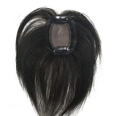 Yanamy Mono Human Hair Toppers for Women 6x9cm Natural Hair Toppers Wiglets Hairpieces for Thinning Hair, Black (Straight)