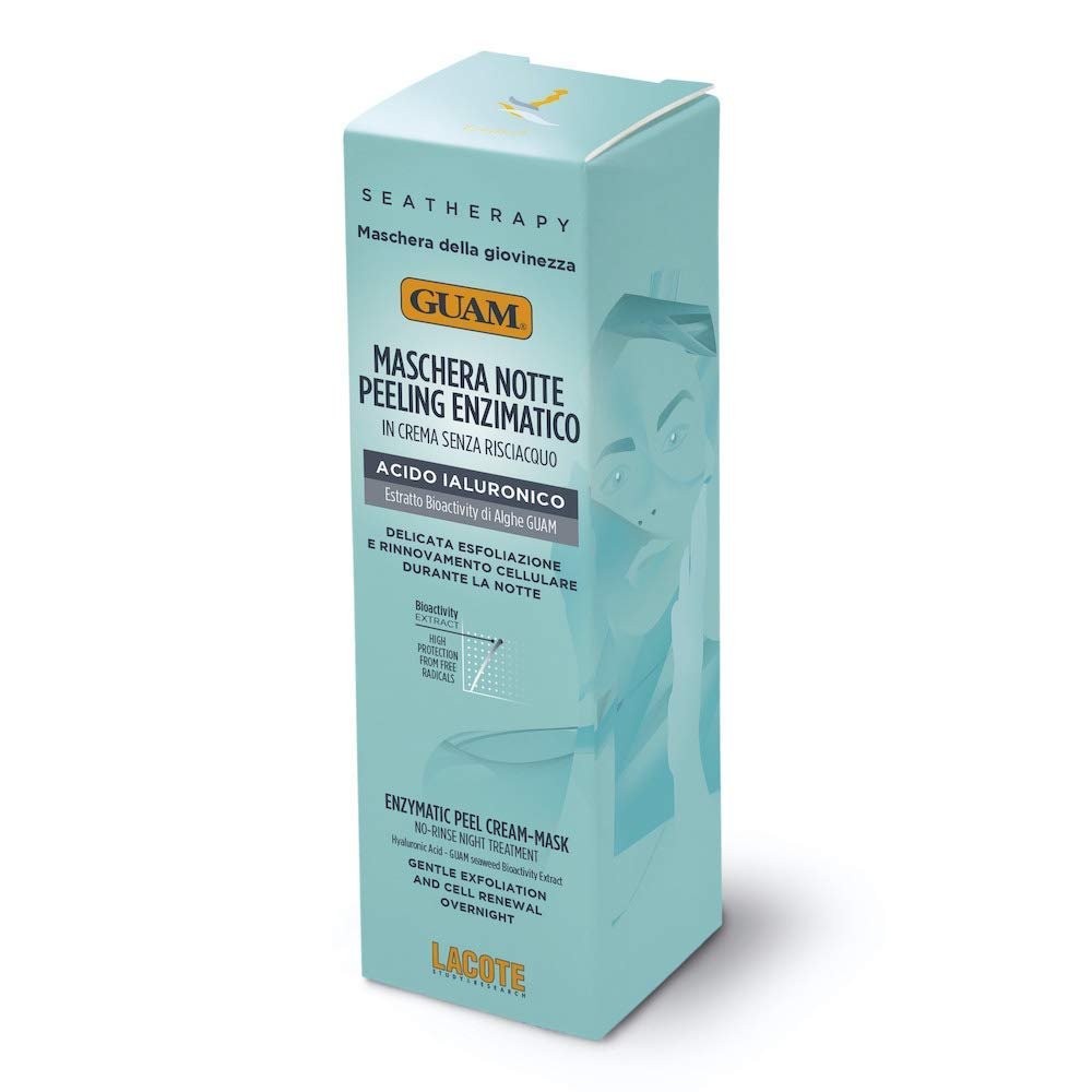 Guam, Seatherapy Enzyme Exfoliating Night Mask Gentle Exfoliating Cell Renewal Cream Treatment, Made in Italy, 75 ml Pack