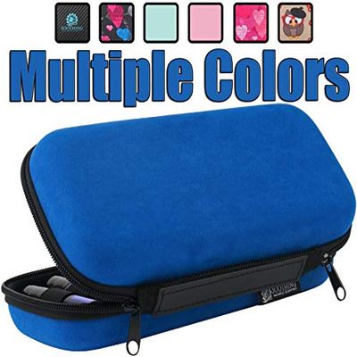 20 Bottle Essential Oil Carrying Case Premium Hard Shell Protection for up to 20 Bottles  Perfect for Roller and Standard Bottles 5ml to 10ml  Great for Travel (Blue Suede)