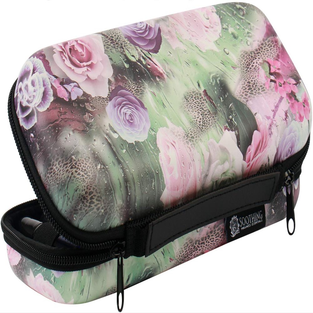 20 Bottle Essential Oil Carrying Case Premium Hard Shell Protection for up to 20 Bottles  Perfect for Roller and Standard Bottles 5ml to 10ml  Great for Travel (New Age Live Floral)
