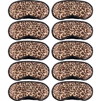 10 Pack Sleep Mask, Leopard Eye Masks Shade Cover for Sleeping, Shift Work, Naps, Travel Pouch Night Blindfold Airplane Relaxing Eyeshade Cover with Nose Pad for Men Women