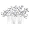 EVER FAITH Women's Wedding Hair Accessories Crystal Ivory Color Simulated Pearl Flower Side Comb Clear Silver-Tone view 1
