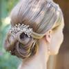 EVER FAITH Women's Wedding Hair Accessories Crystal Ivory Color Simulated Pearl Flower Side Comb Clear Silver-Tone view 2
