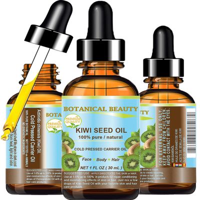 Botanical Beauty KIWI SEED OIL. 100% Pure Natural Undiluted Virgin Cold Pressed Carrier Oil for Face, Skin, Body, Hair, Nail Care (1 Fl Oz)