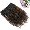 Clip in Hair Extensions for Black Women 18 Inch Kinky Curly Clip in Hair Extensions African American Clip ins 3C 4A Ombre 4/30 Curly Human Hair Triple Weft Thick Soft Full Head view 1