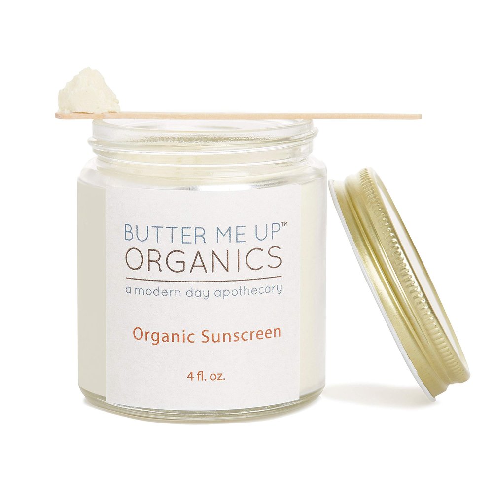 Butter Me Up Organics Natural Zinc Oxide Sunscreen SPF 45+, Reef-Safe, Non-Nano Mineral Sunblock, Water-Resistant with Shea Butter & Coconut Oil, Chemical-Free, Eco-Friendly, 4oz Jar
