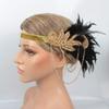 1920s Flapper Headband Roaring Vintage Feather Headpiece Gold Bling Rhinestone 20s Gatsby Hair Accessories for Women view 2