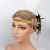 1920s Flapper Headband Roaring Vintage Feather Headpiece Gold Bling Rhinestone 20s Gatsby Hair Accessories for Women view 3