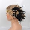 1920s Flapper Headband Roaring Vintage Feather Headpiece Gold Bling Rhinestone 20s Gatsby Hair Accessories for Women view 4