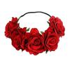 DNHCLL Rose Flower Crown, Floral Headpiece for Women and Girls - Red Artificial Rose Hair Wreath with Headband view 1