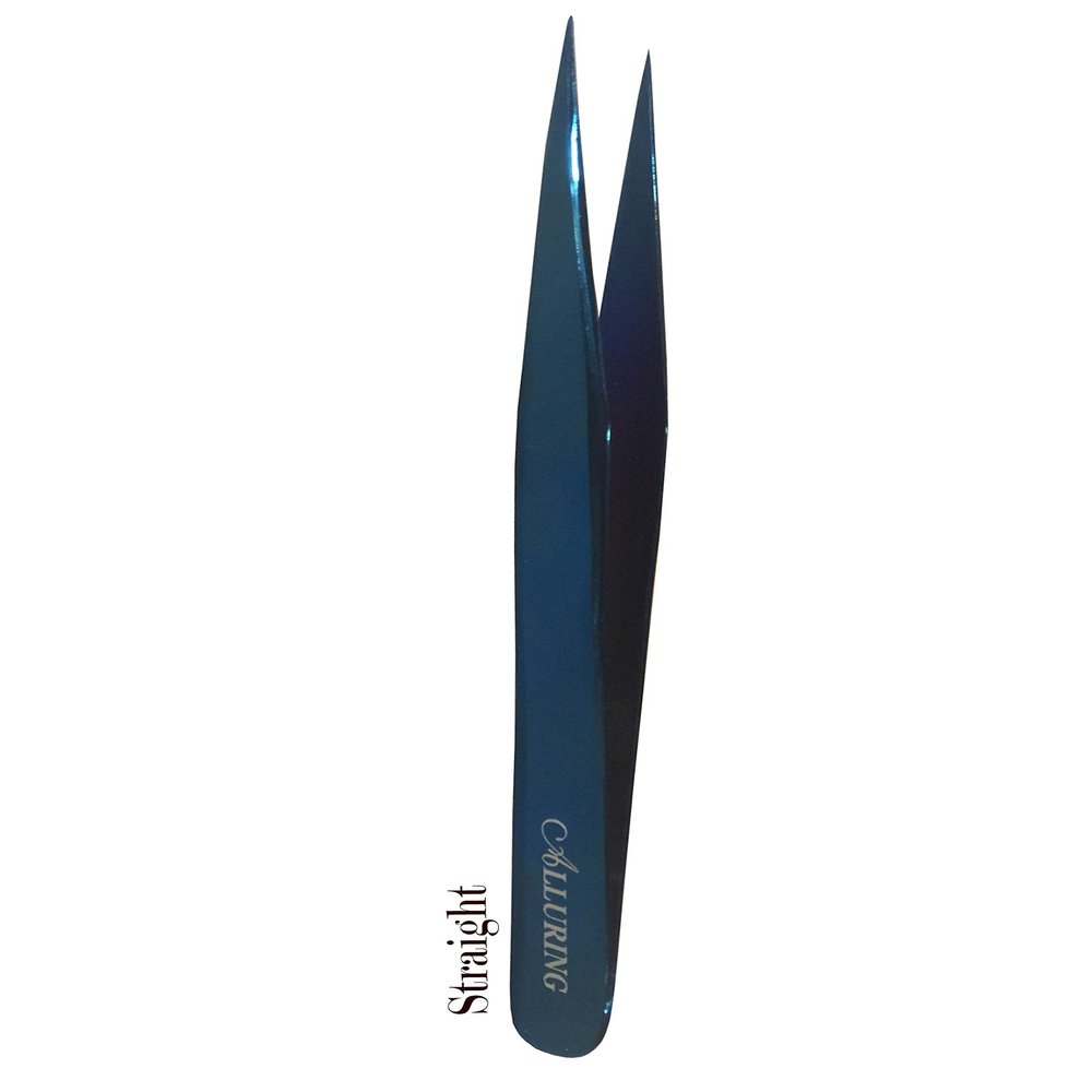 Alluring TITANIUM BLUE Tweezers for Eyelash Extension for Volume Lashes Straight