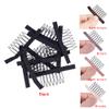 100 pcs/lot Wig Combs for Making Wig Caps 7-teeth Wig Clips Steel Teeth with Cloth Wig Combs for Hairpiece Caps Wig Accessories Tools Wig Clips for Wig (Black) view 2