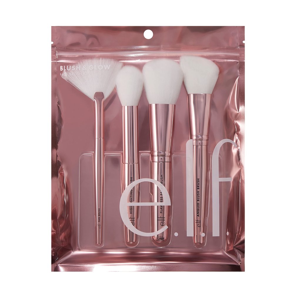 e.l.f. Cosmetics Blush & Glow Brush Kit, Blushes For Applying Powder, Blush, Bronzer & Highlighter, Creates A Seamless Finish