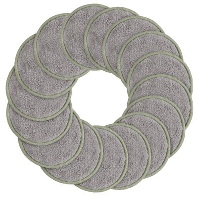 SUNLAND Reusable Makeup Remover Pads for Face,Eye,Lips 16 Pack Microfiber Face Cleansing Gloves Washable with Laundry Bag and Travel Bag Rounds Toner Pads (Round 3.15inchx16, Grey)