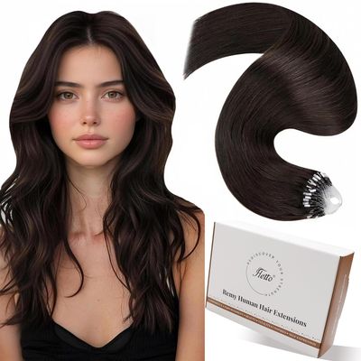 Hetto Microloop Hair Extensions Real Human Hair Brown Micro Bead Hair Extensions Real Human Hair Dark Brown 18 Inch 50s 50