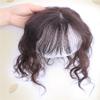 Hand Woven Mono Human Hair Topper Natural Curly Crown Closure Hairpiece with Bangs for Women, 10" Dark Brown view 2
