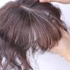 Hand Woven Mono Human Hair Topper Natural Curly Crown Closure Hairpiece with Bangs for Women, 10" Dark Brown view 3