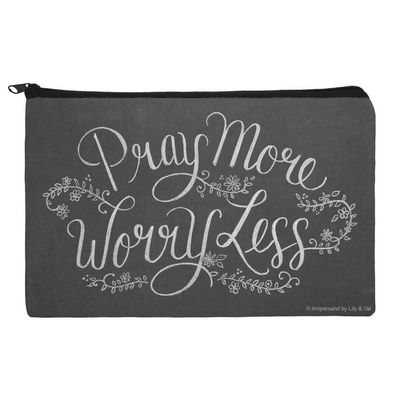 Pray More Worry Less Makeup Cosmetic Bag Organizer Pouch