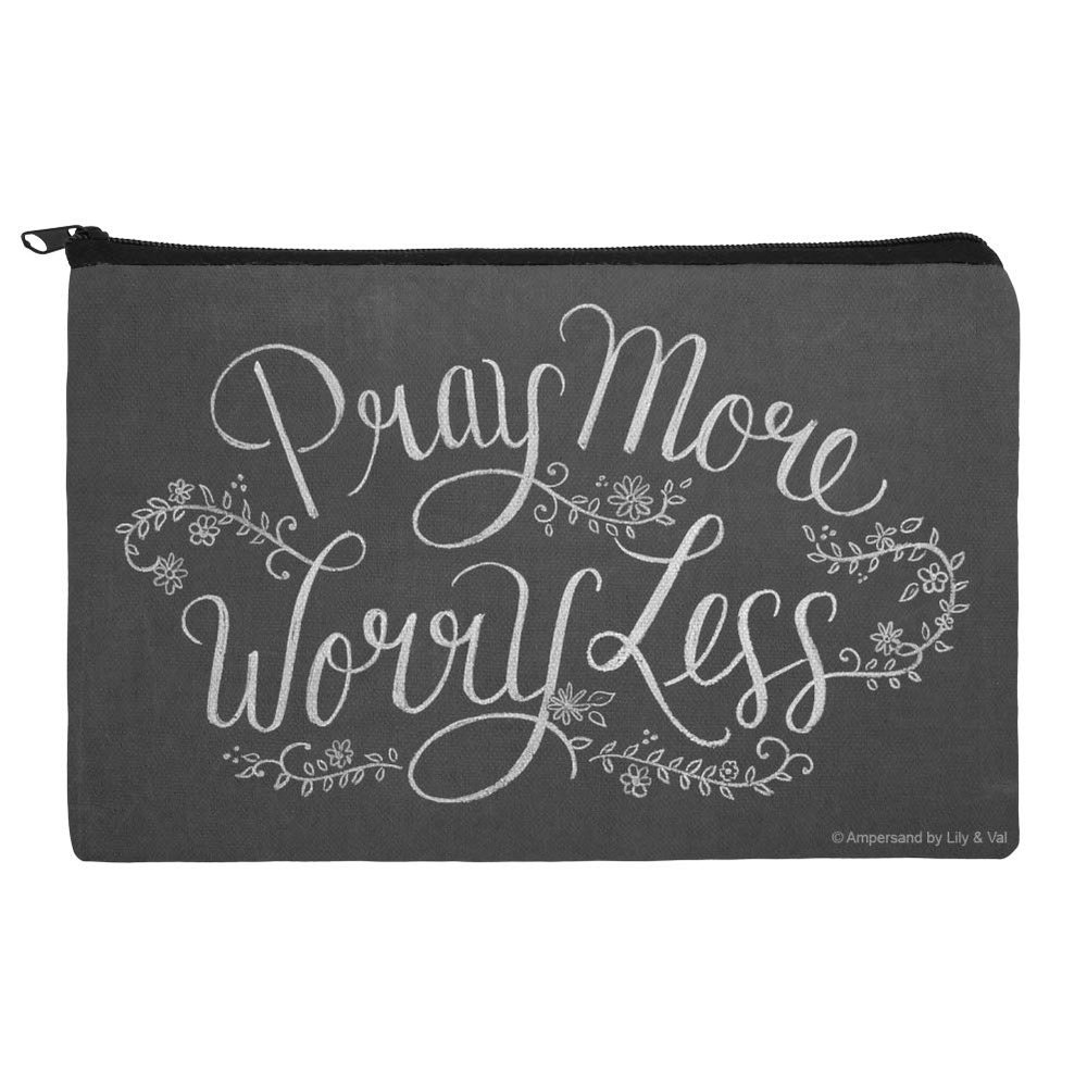 Pray More Worry Less Makeup Cosmetic Bag Organizer Pouch