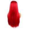 Synthetic Wigs for Women Long Straight Black Wig Middle Part Heat Resistant Fiber Cosplay Halloween Party Wig (Red) view 2
