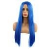 Synthetic Wigs for Women Long Straight Black Wig Middle Part Heat Resistant Fiber Cosplay Halloween Party Wig (Royal Blue) view 1