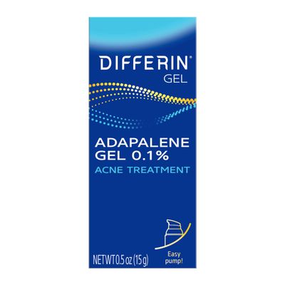 Differin Acne Treatment Gel, 30 Day Supply, Retinoid Treatment for Face with 0.1% Adapalene, Gentle Skin Care for Acne Prone Sensitive Skin, 15g Pump (Packaging May Vary)