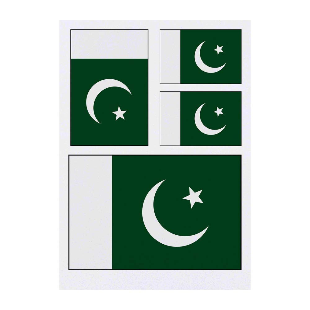 Azeeda 4 x 'Pakistan Flag' Temporary Tattoos - Water Resistant, Skin-Safe, Non-Toxic Transfers, Mixed Sizes (TO00014540)